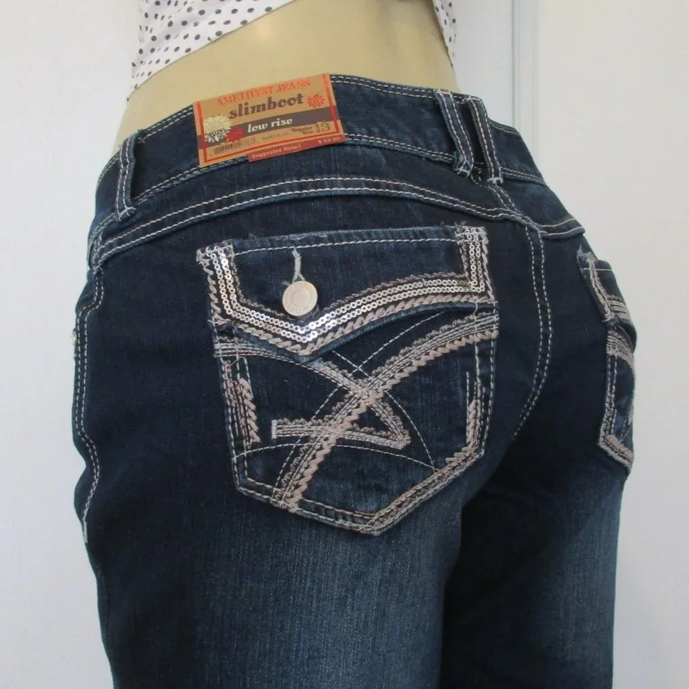 🌸SOLD🌸 New AMETHYST Jeans Size 13 Low Rise Boot Cut Denim - Picture 1 of 12